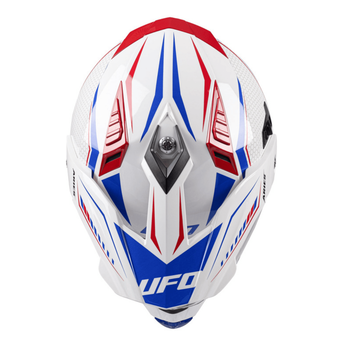 UFO Adventure MC Helmet Aries White /Blue /Red