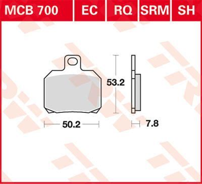 TRW Brake Pak Pad Organic Scooter -125 MCB700EC