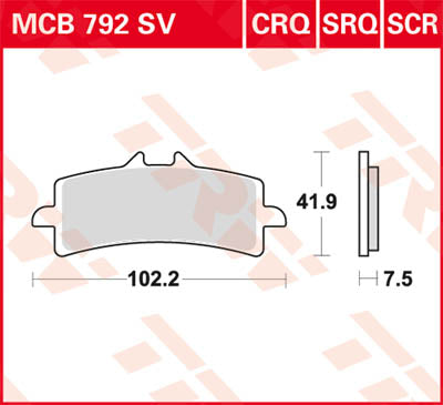 Trw Brake Pad Sinter Race Longlife MCB792SCR