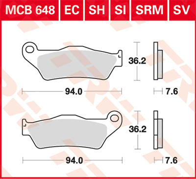 Trw Brake Pad Pad Organic Scooter -125 MCB648EC