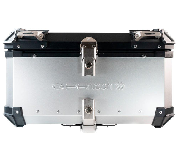 GPR Tech Top Case Alpi-Tech 55 LT Silver Top Case in Aluminum, Silver Color with Universal Plate Included Capacity 55 Lt.