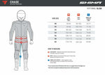 Storleksguide för Shima Mc-Skinnbyxor Chase Svart, med mått för midja, höfter och innerbenslängd i EU-storlekar från 48 till 60.