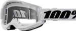 100% Goggles Strata 2 Vit med klar lins, designad för motocross och offroad med bekväm passform och hållbar konstruktion.